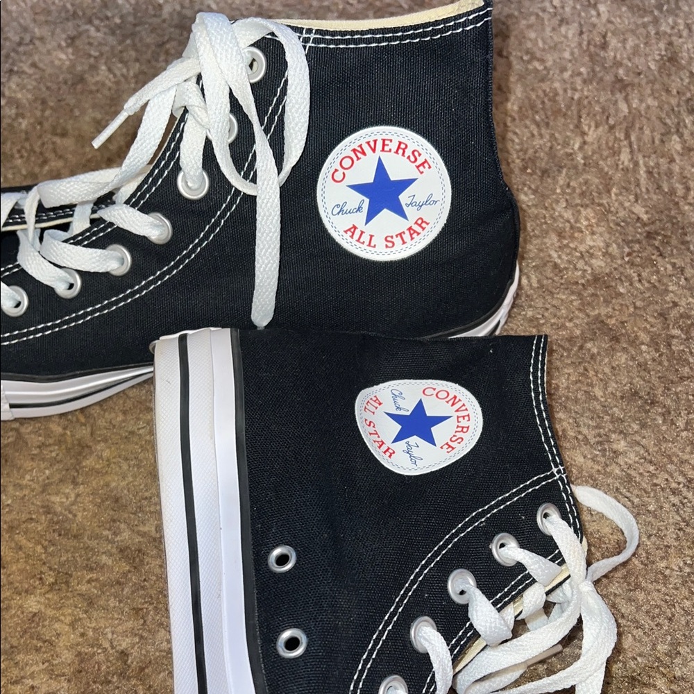 Converse Black and White High Top Sneakers - Picture 6 of 8